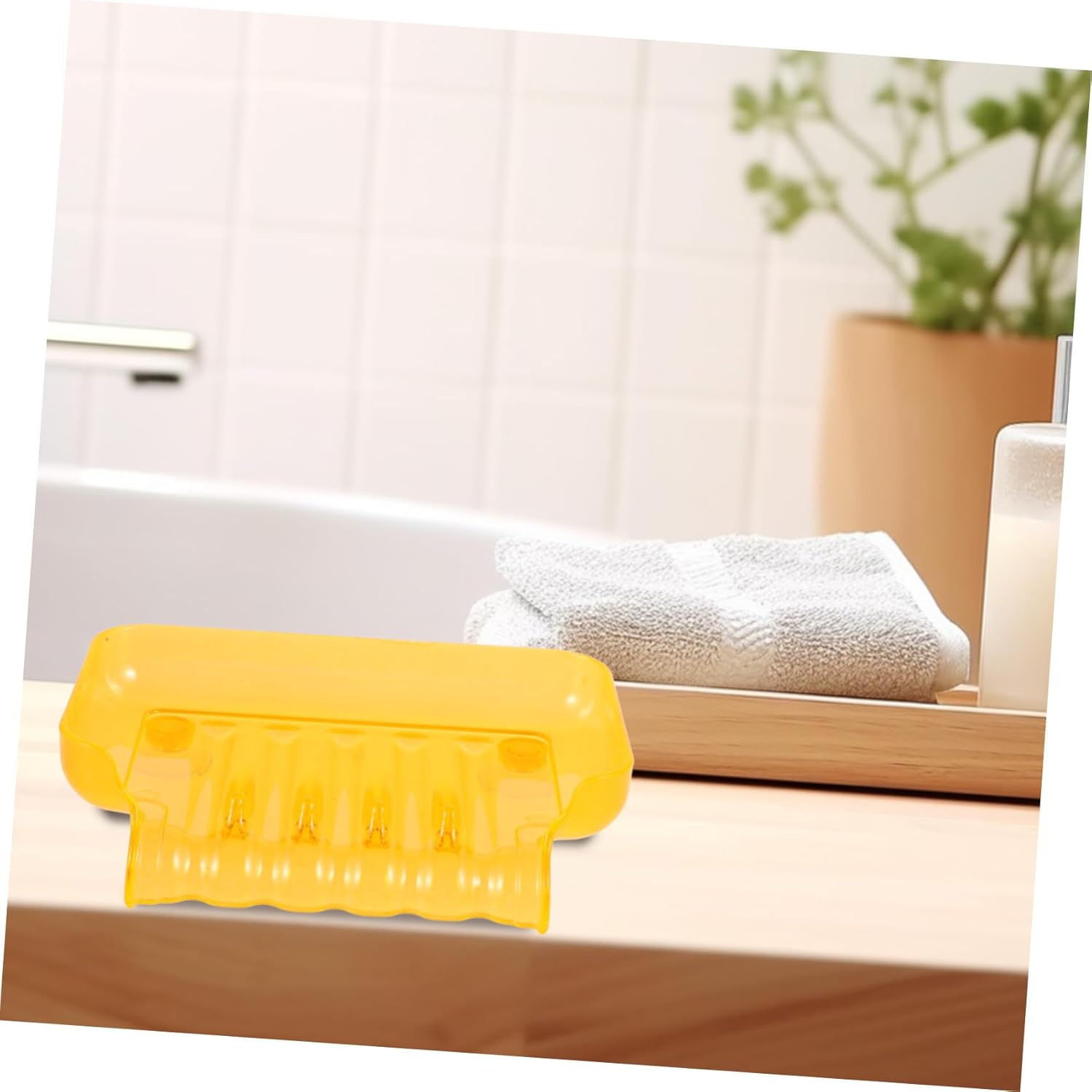 Luxshiny Clear Waterfall Soap Dish with Cups and Suction Holder