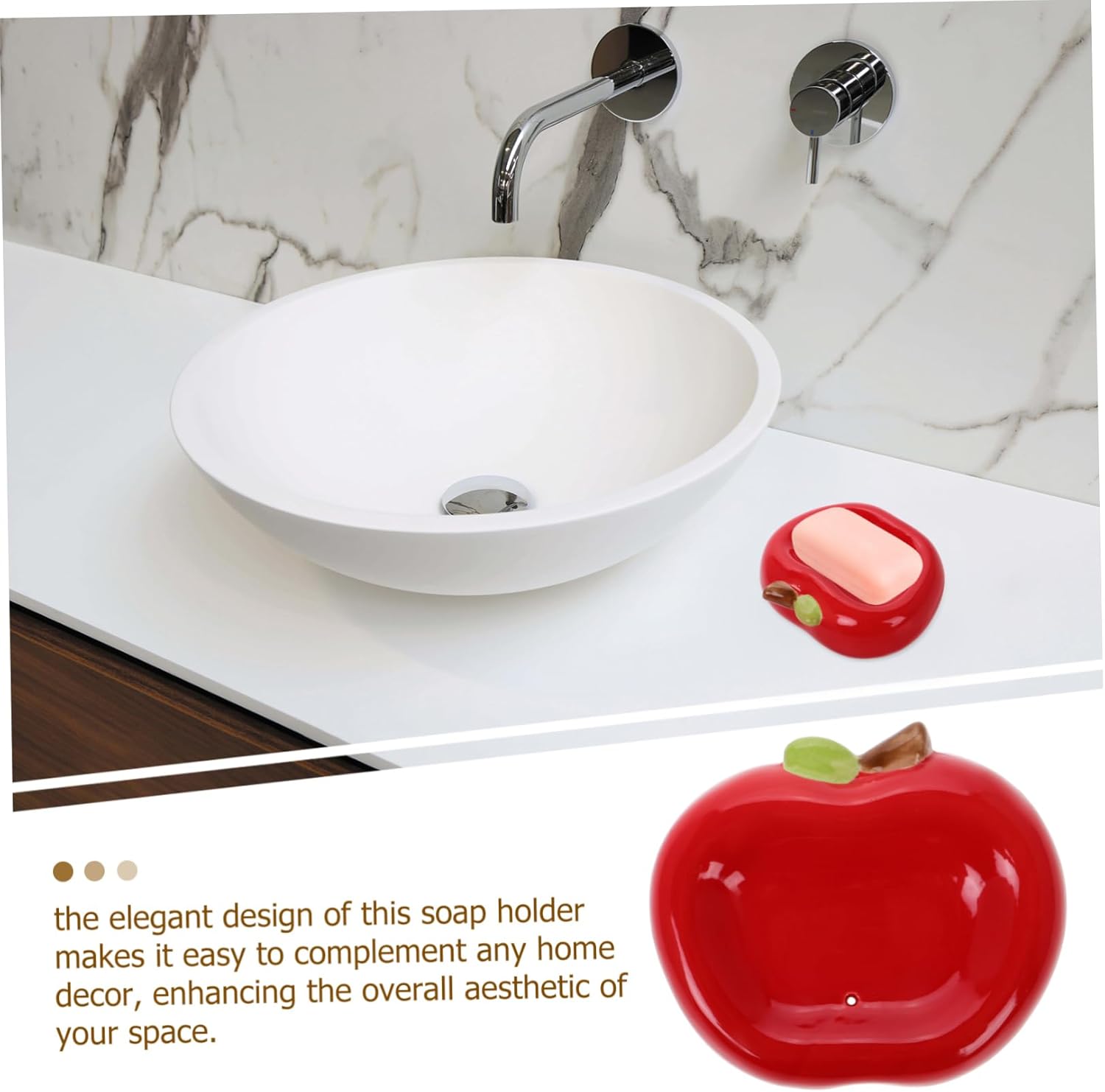 LIFKICH Apple Shaped Ceramic Soap Holder 1