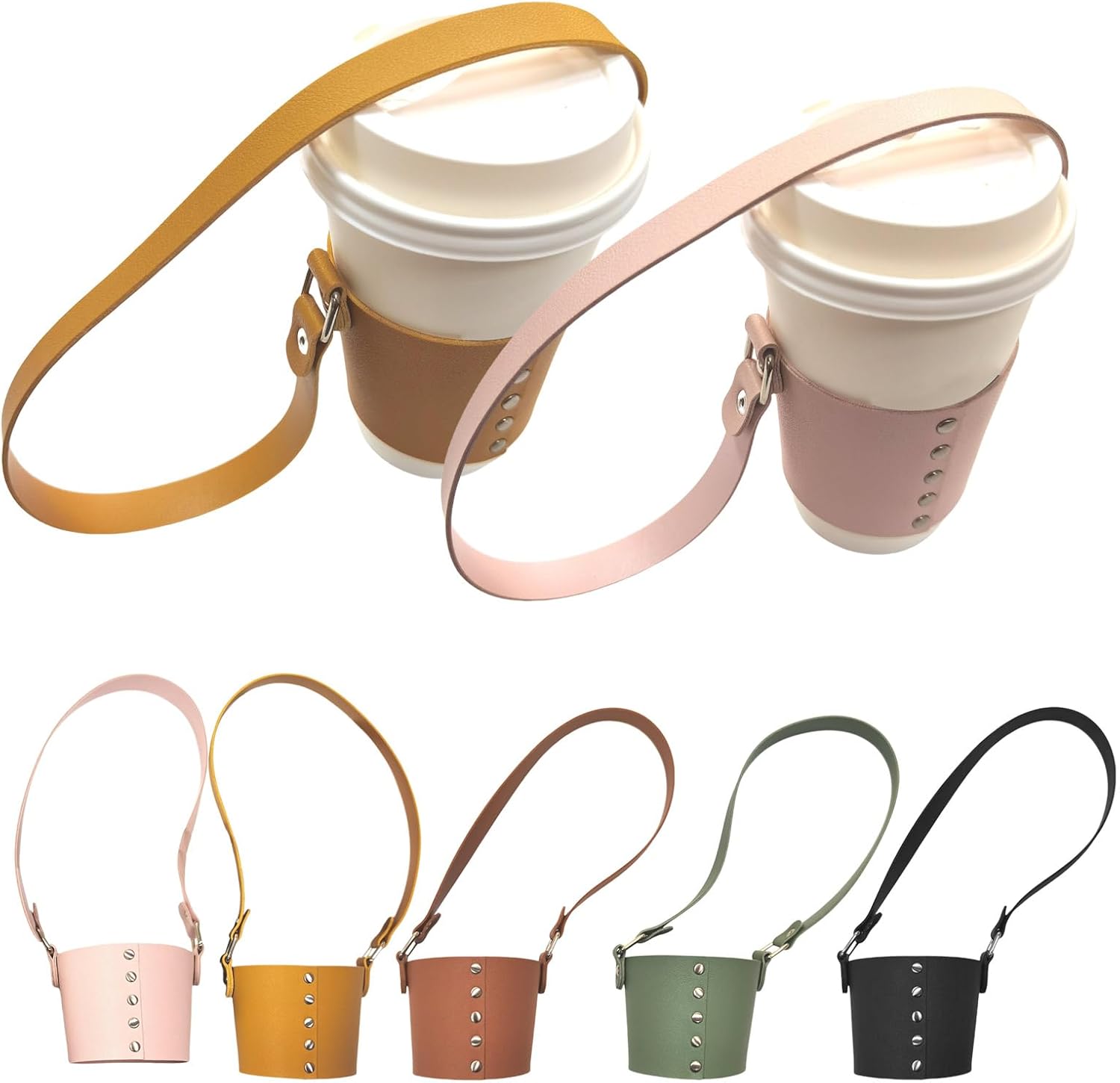 Kangnice Leather Coffee Cup Sleeve Holder