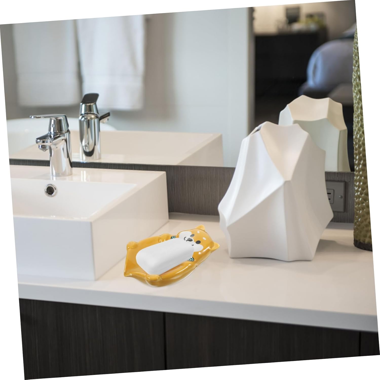 Ceramic Dog Soap Dish Holder with Drainage
