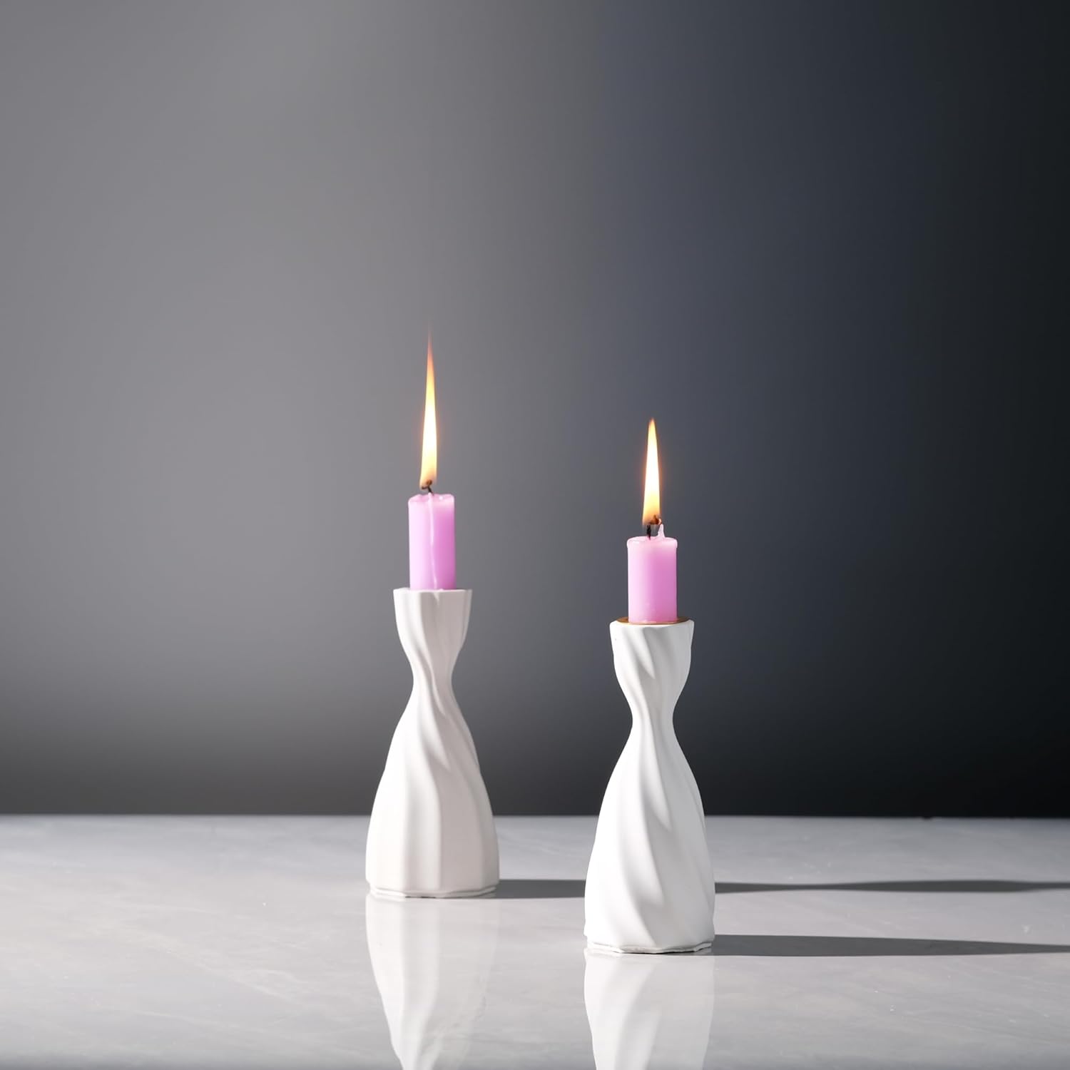 Twizzle Twist Candle Holder Set of 2 Cement