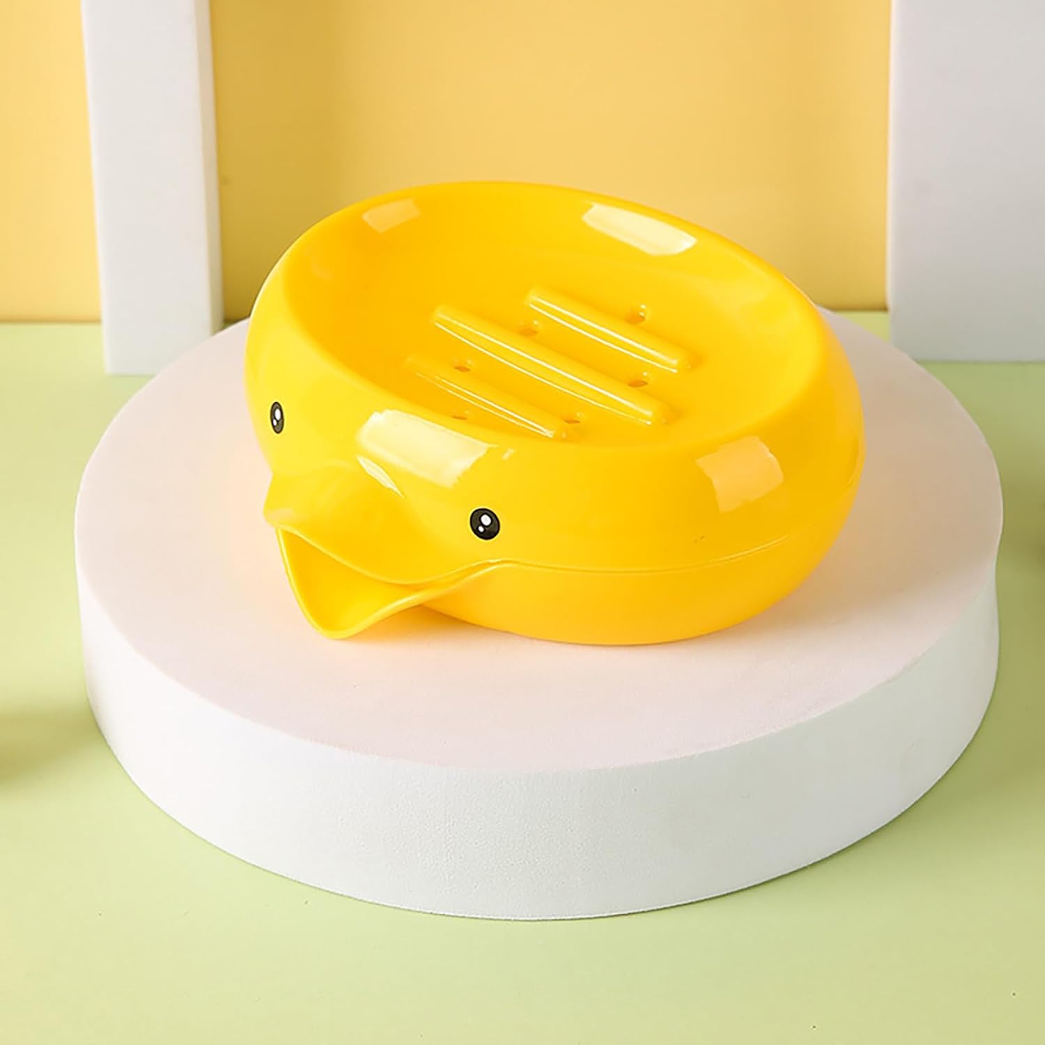 Cute Duck Shape Self-Draining Soap Dish with Double Layer 1