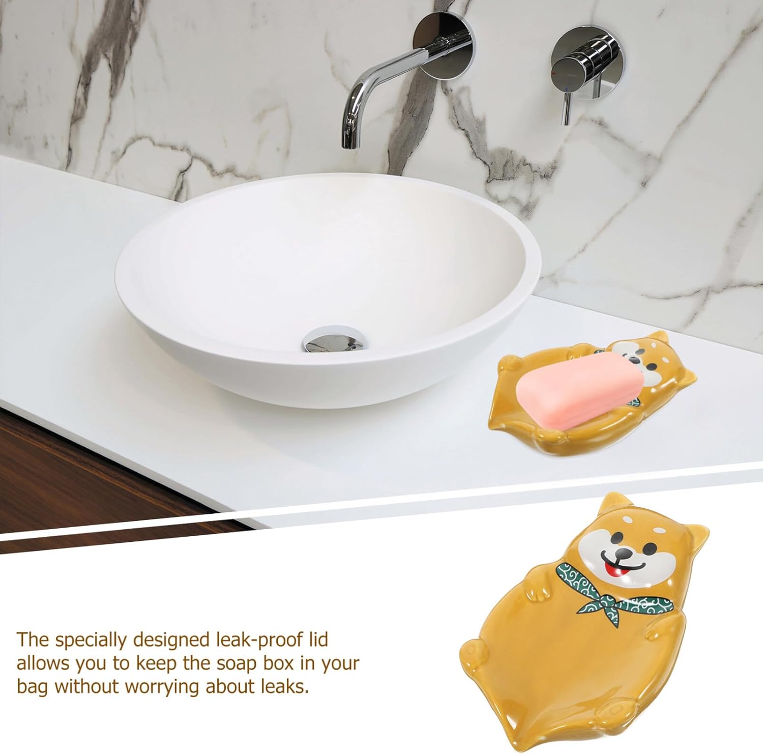 ABOOFAN Cute Dog Shape Ceramic Soap Dish Holder