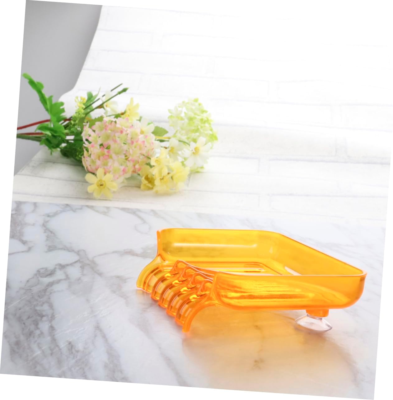 LIFKICH Bathroom Waterfall Soap Dish with Suction and Drainage