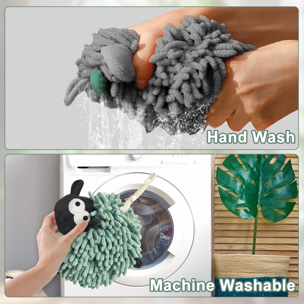 2 Pack Chenille Hand Towel with Hanging Loops