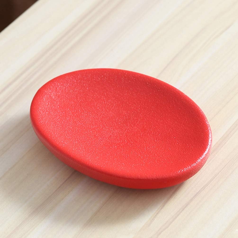 PRETYZOOM Round Ceramic Soap Dish Red Holder