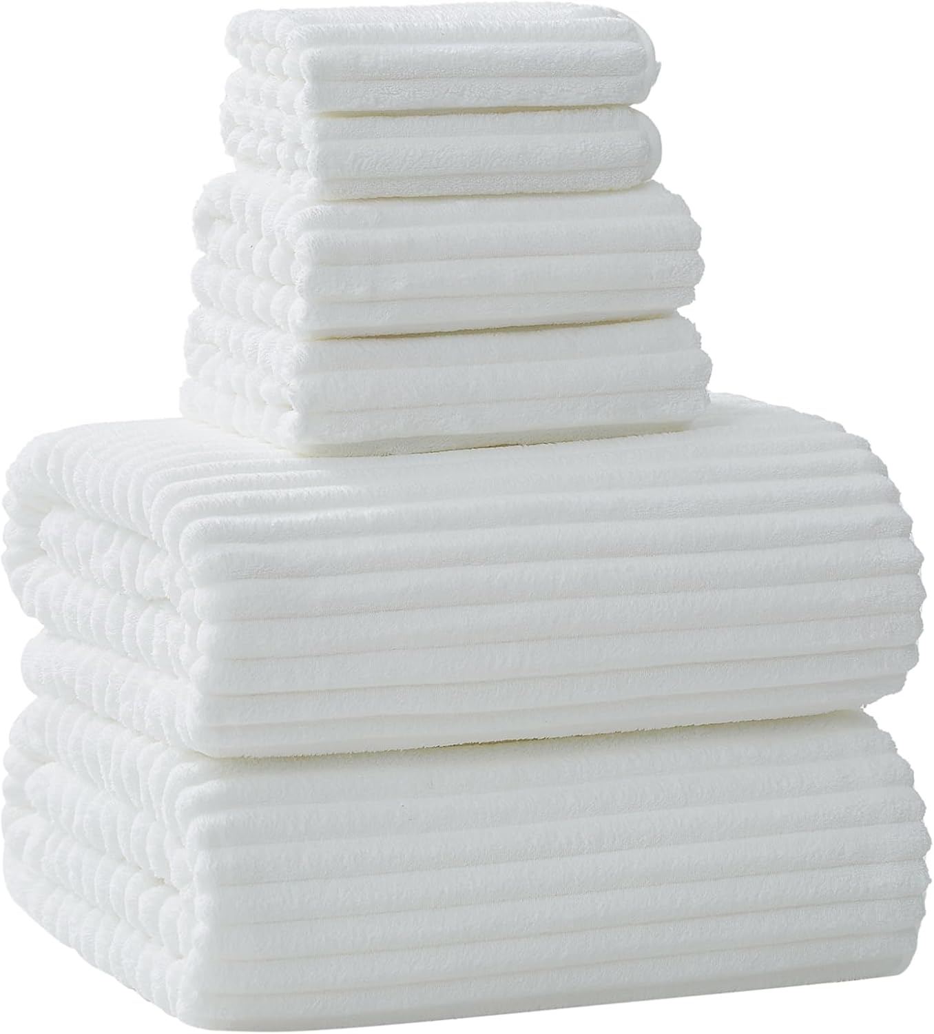 NALIVO Extra Large Towel Set of 6 40x80 White