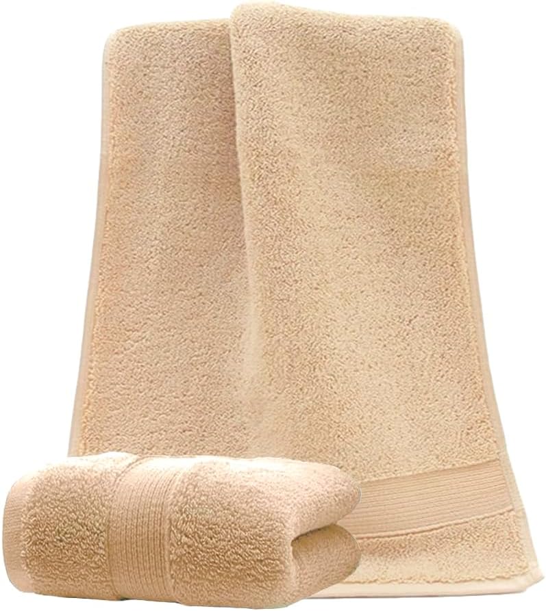 JININQ 2 Piece Cotton Hand Towels 134 x 295 Inch Brown