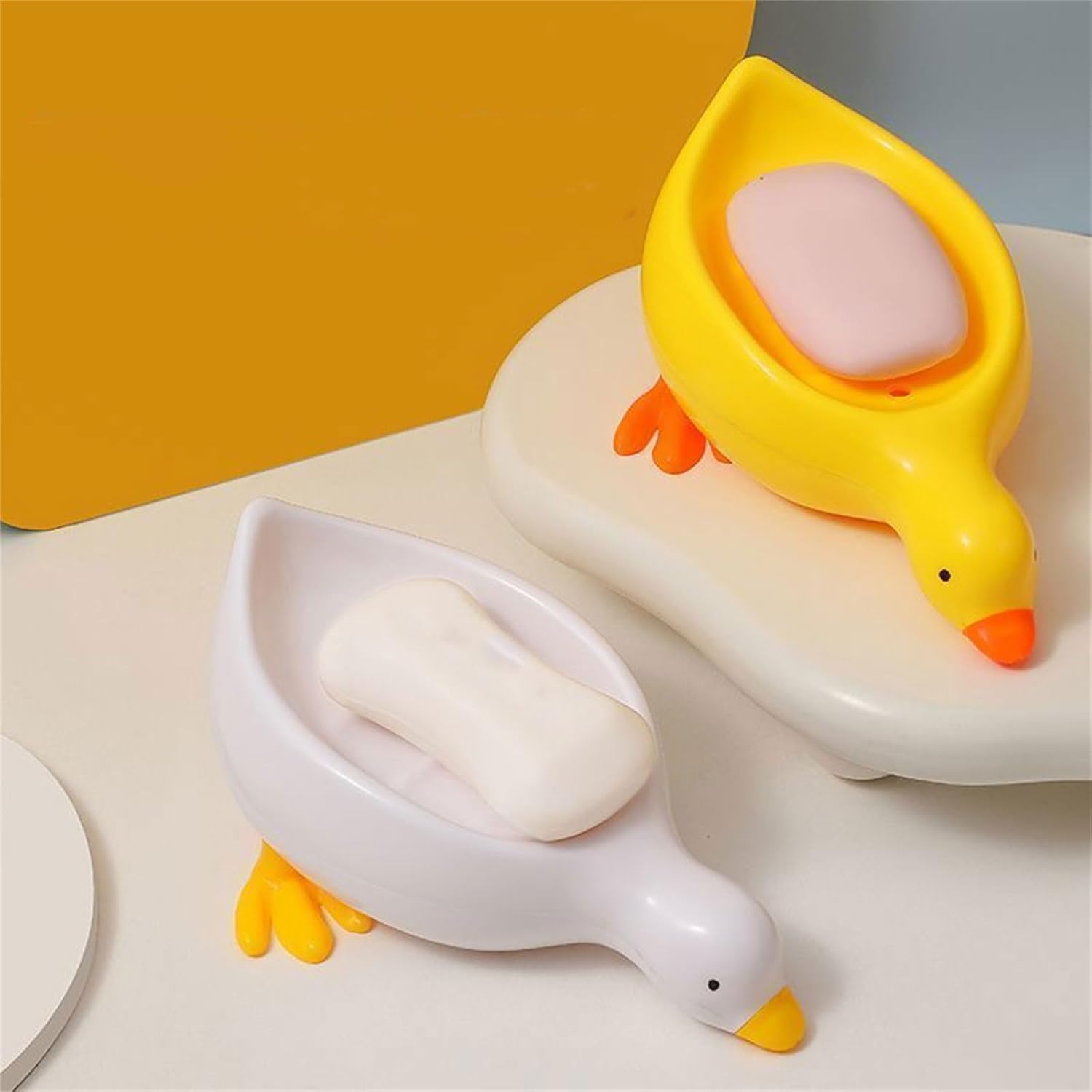 Self Draining Soap Holder Duck Shape Tray for Bathroom Kitchen