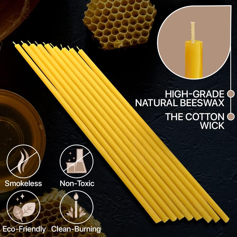 45 Pack Pure Beeswax Taper Candles 7 Inch Honey Scented