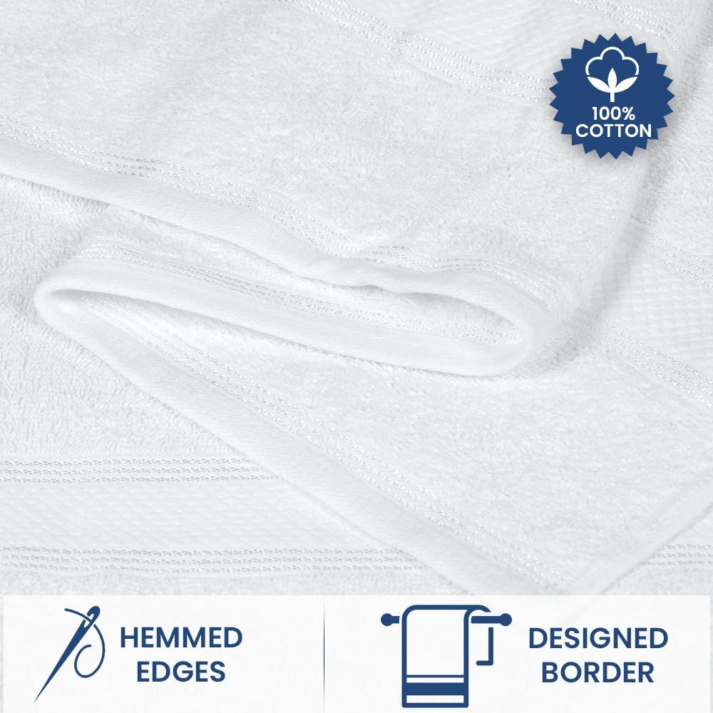 Casa Lino 8-Piece Bath Towel Set - 100 Cotton White