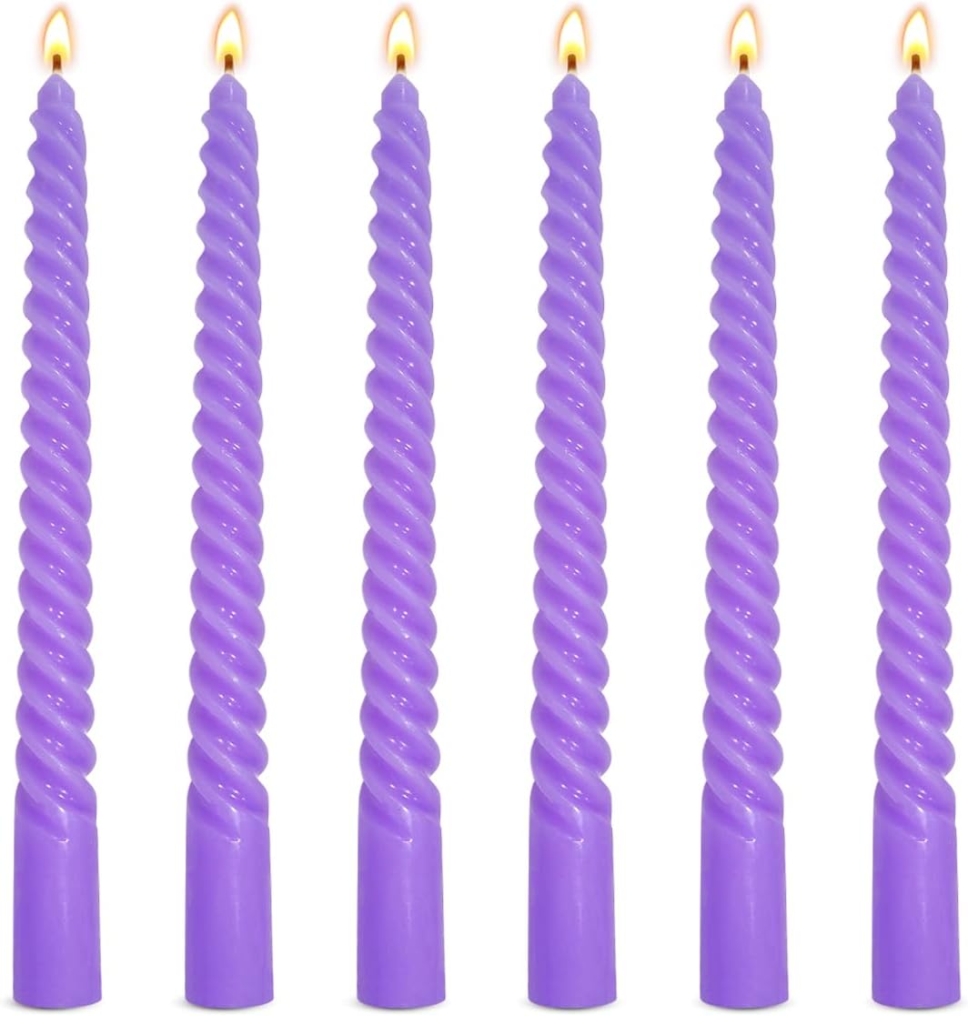 Beilisen 6 Pack 10 Inch Lavender Purple Taper Candles