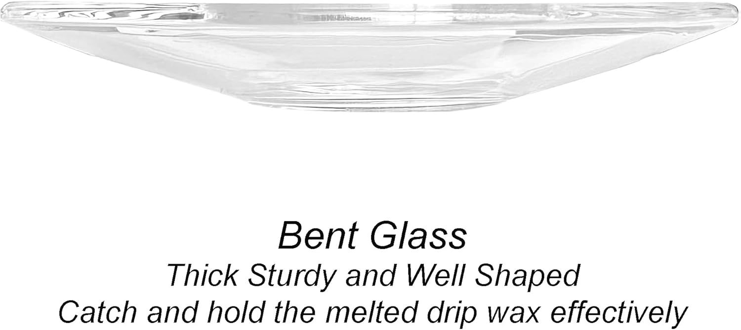 VGEUNA 12 Pack Clear Bent Glass Candle Drip Bobeches