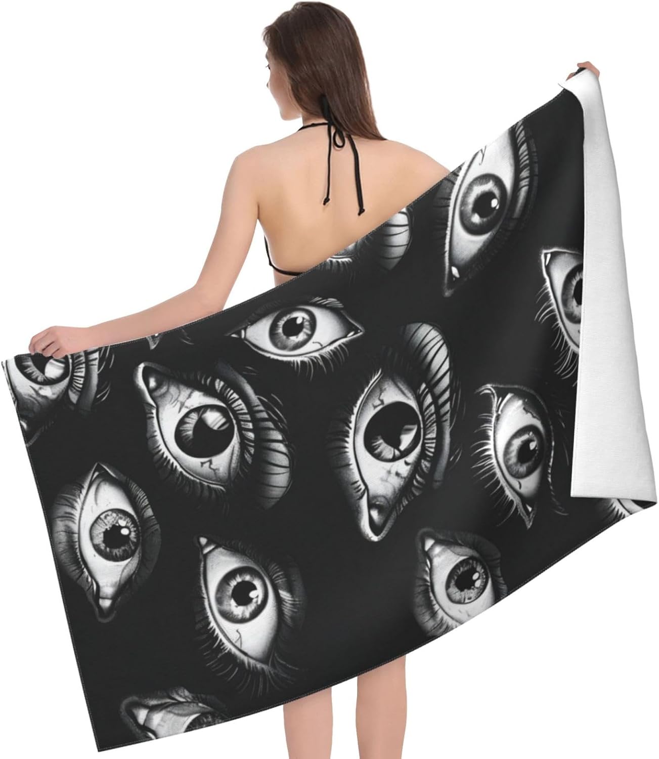 Cool Eye Black Beach Towel 32x52in Microfiber 1
