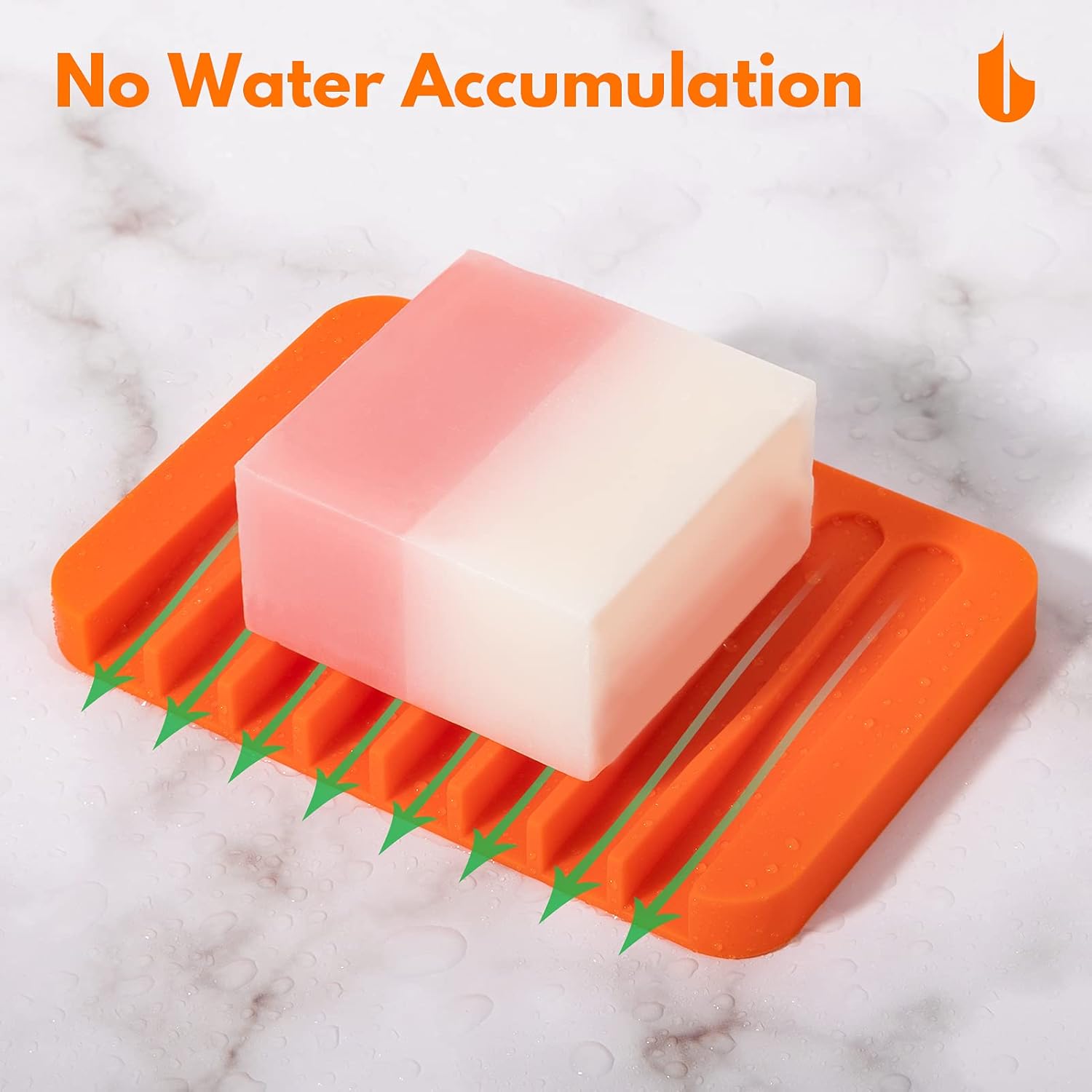 Orange Flexible Silicone Soap Dish Shower Waterfall Soap Tray