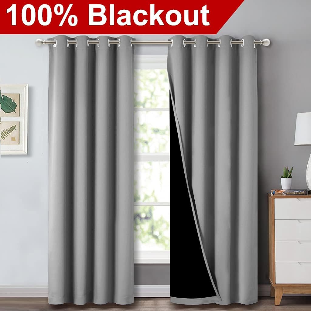NICETOWN Full Shade Curtain Panels - Silver Grey 52 x 84 Inch 2 Panels