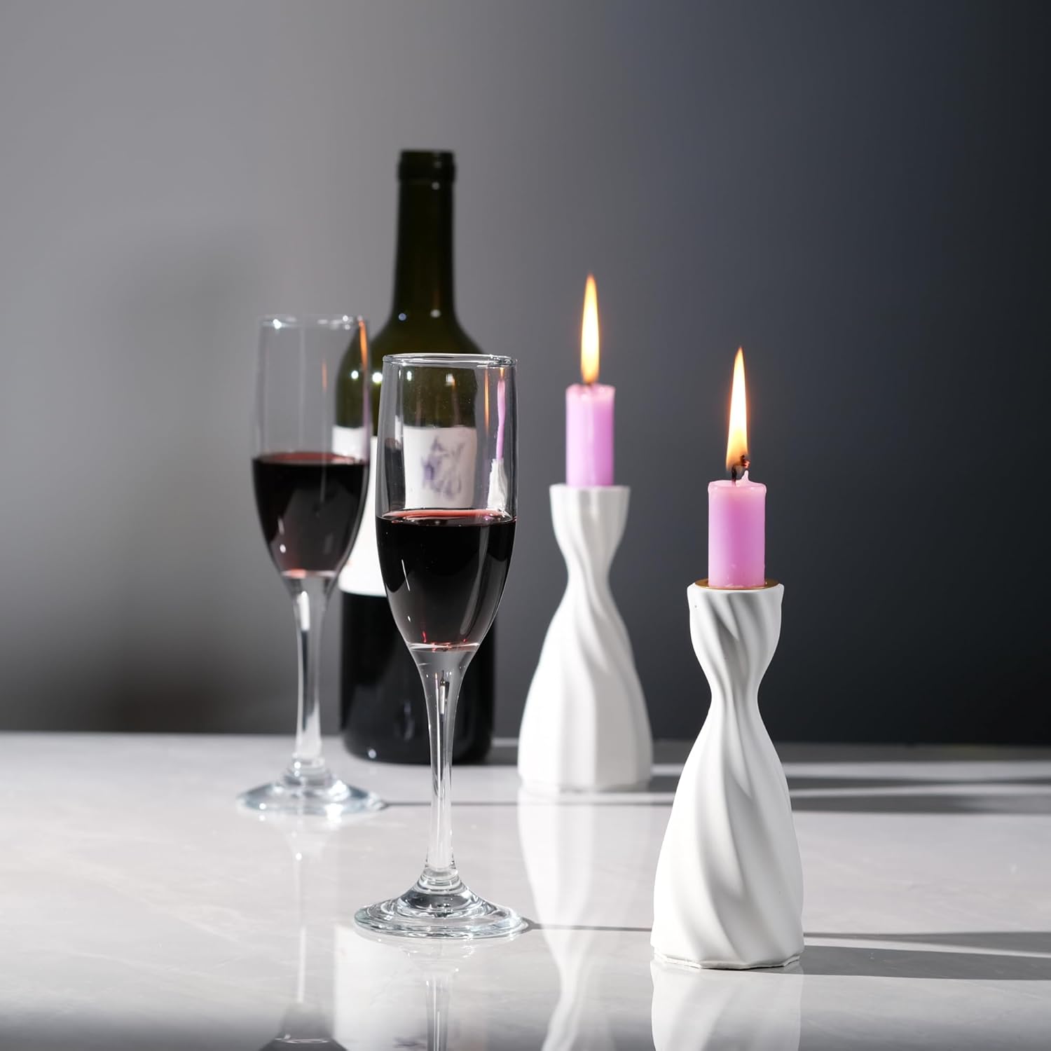 Twizzle Twist Candle Holder Set of 2 Cement