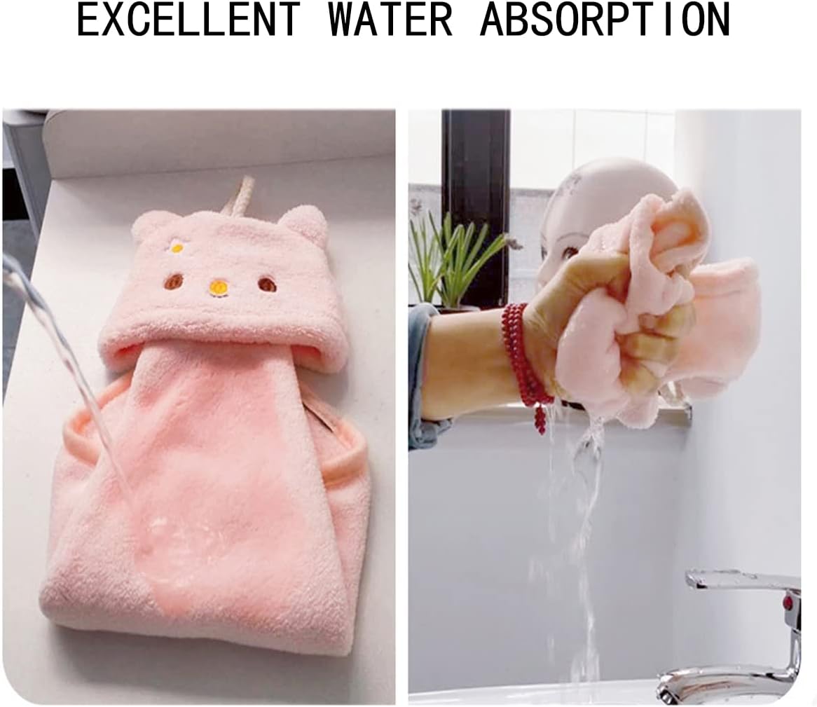 TRYTUTRY 6 Pack Cute Kids Hand Towels with Hanging Loop