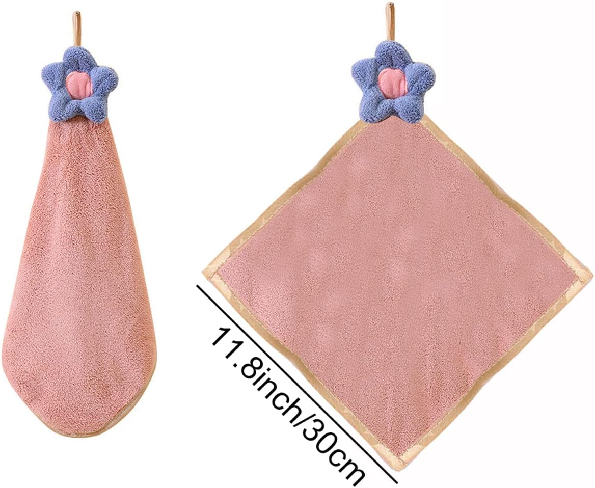4Pcs Cute Flower Hand Towels with Hanging Loops