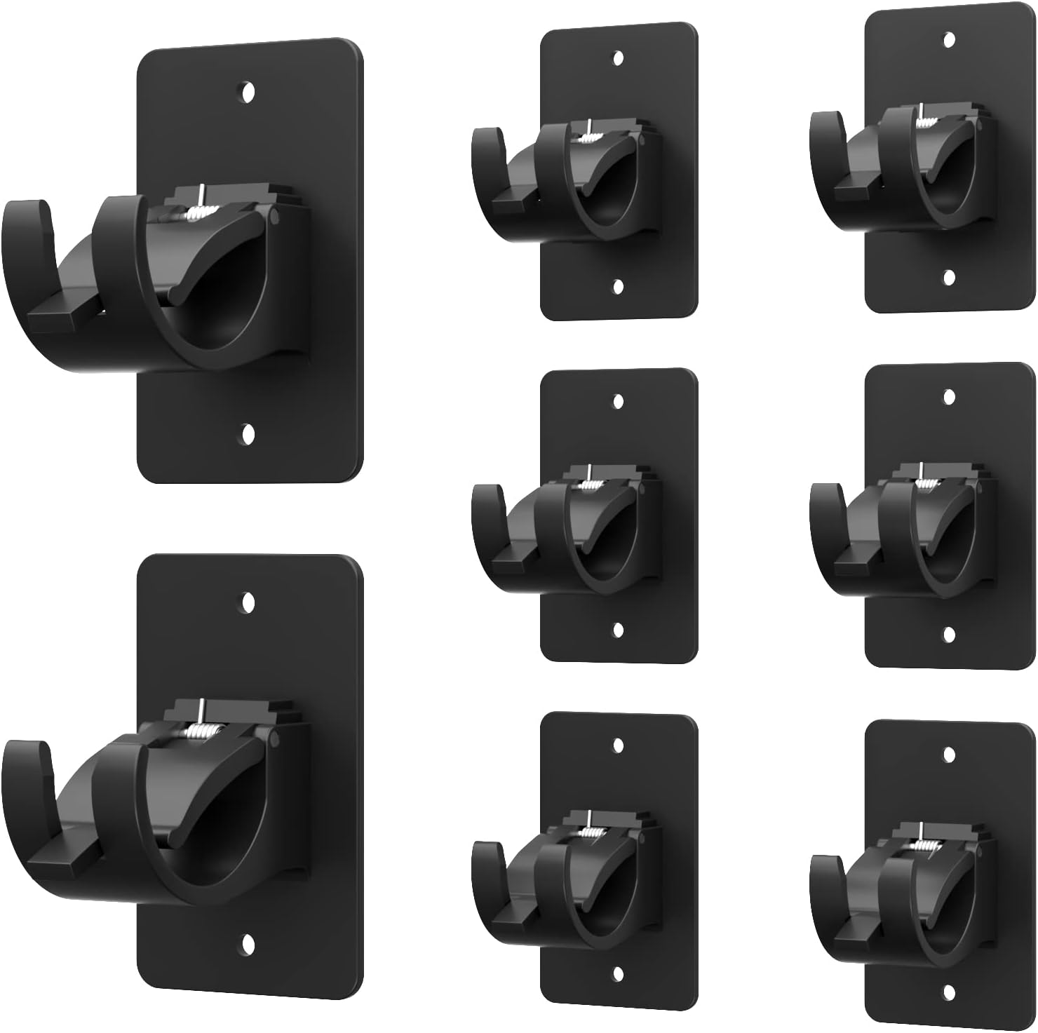 8 Pieces Self Adhesive Curtain Rod Brackets Black