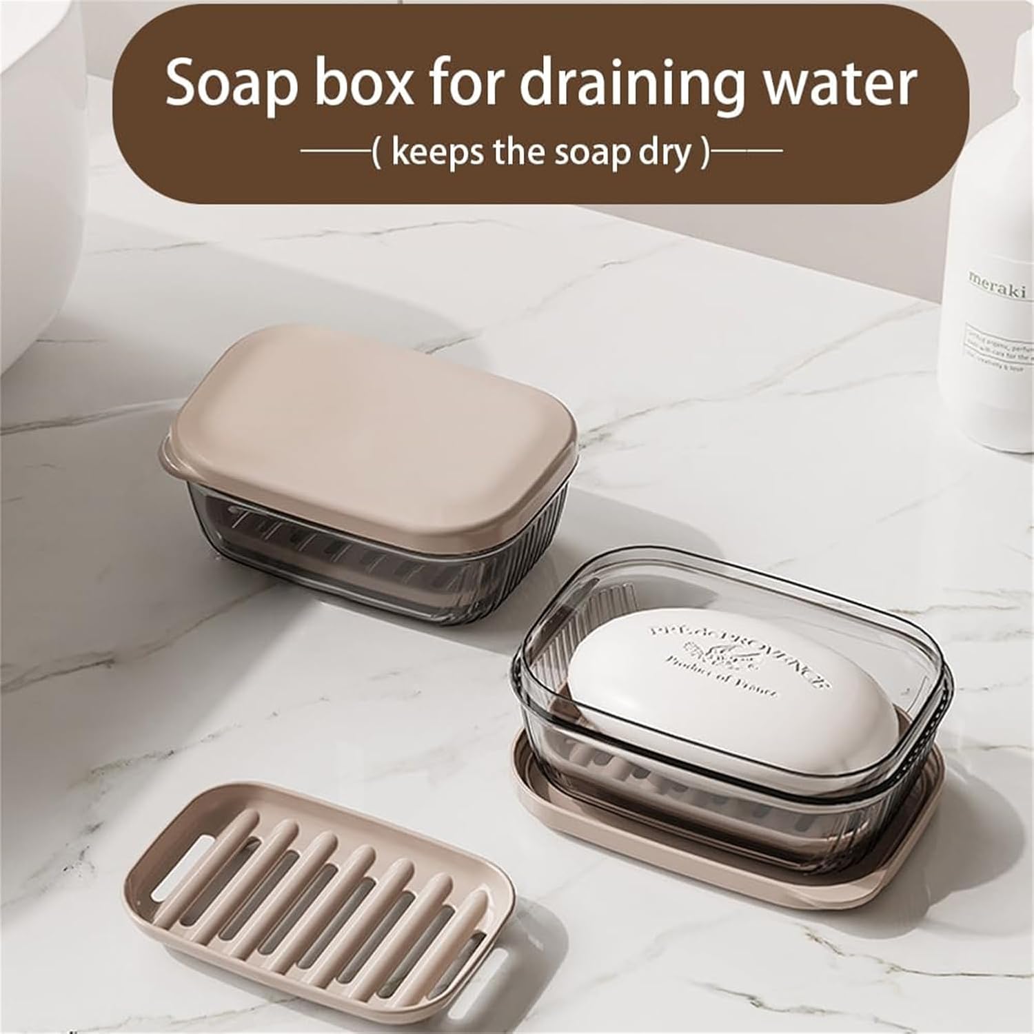 GlitzyStar Soap Dish Holder with Lid - Horizontal