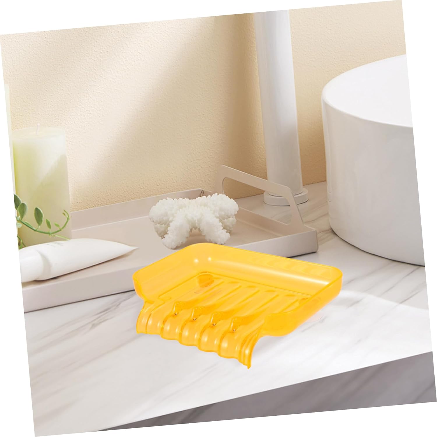 PAMINGONO Orange Waterfall Soap Dish with 2 Suckers