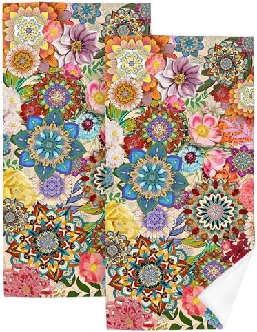 HIKENVIU Boho Floral Hand Towels Set of 2