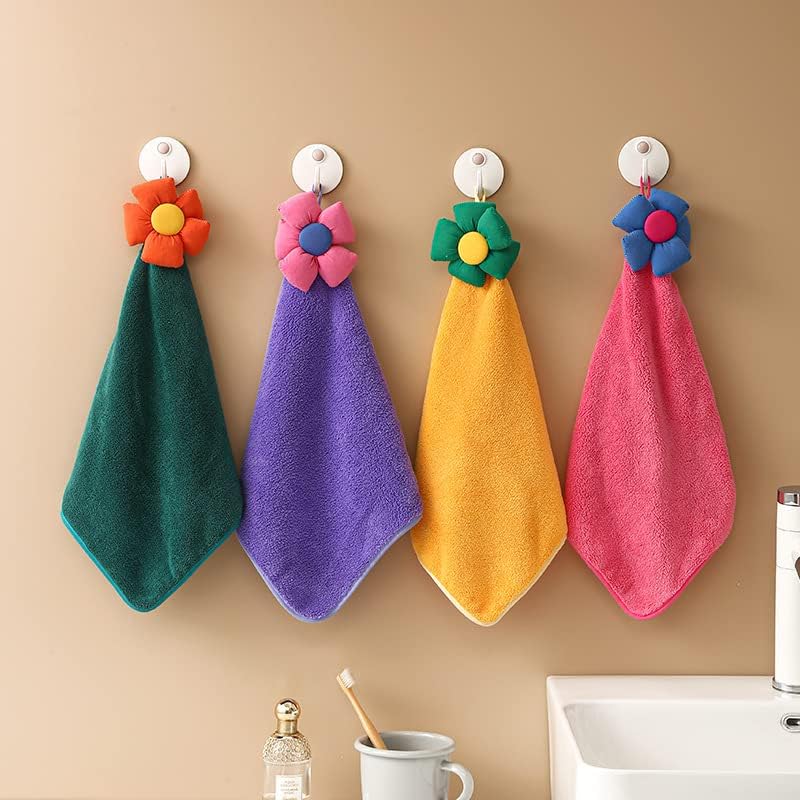 4 Pack Square Flowers Kids Corral Fleece Towels