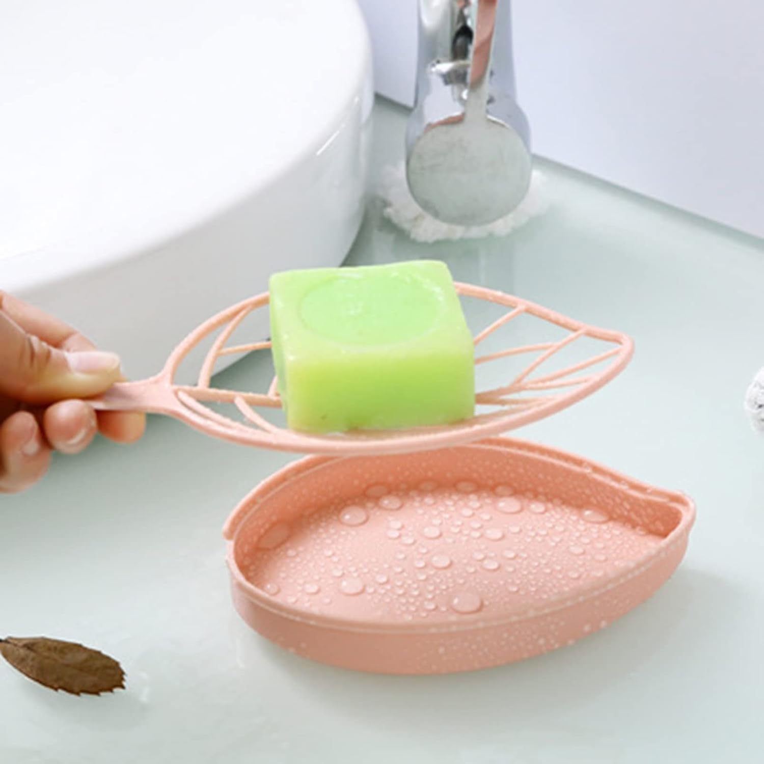 2Pcs Plastic Soap Dish with Drain Blue