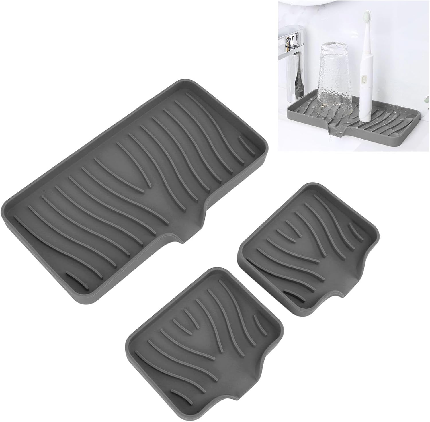 Beufee 3 Pack Silicone Soap Trays - Drainable Bath and Kitchen Holders