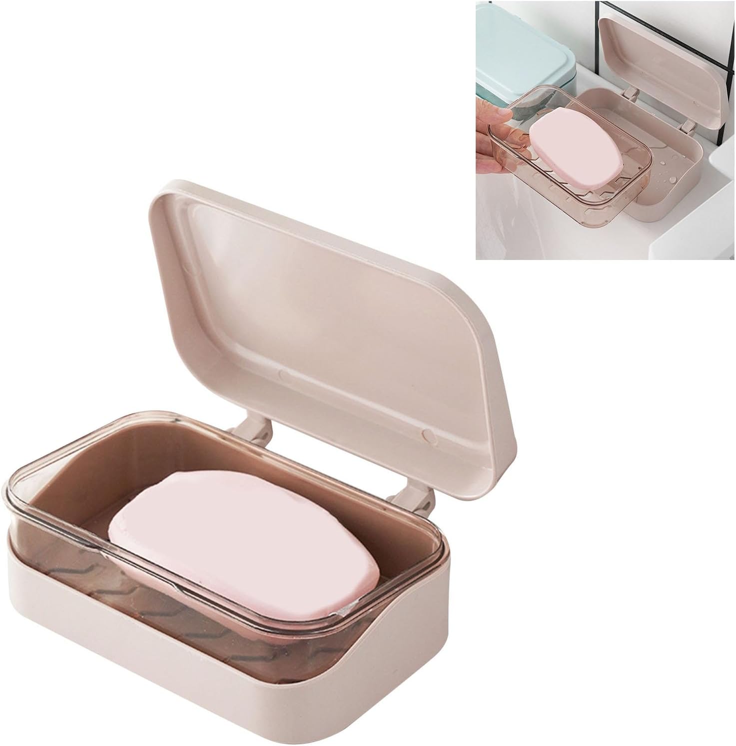Travel Soap Dish Holder with Removable Drainer and PP Lid Cover 1