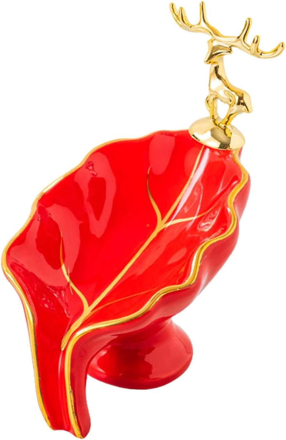 Ceramic Leaf Shape Soap Dish for Kitchen Sink Red