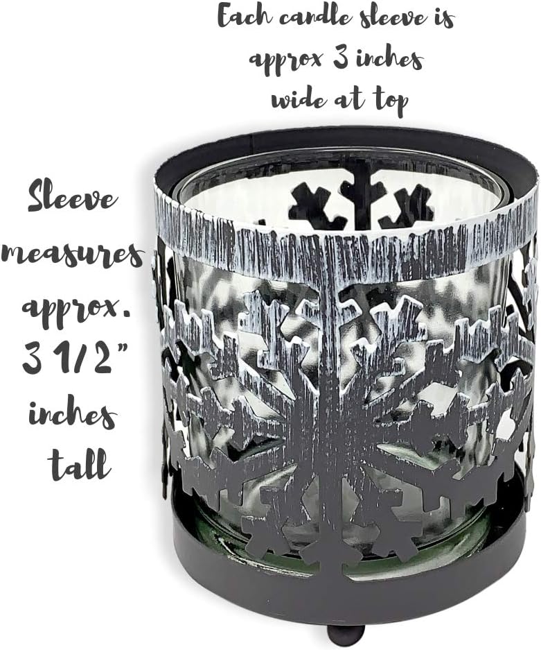 Snowflake Candleholder Set of 2 - Metal Glass