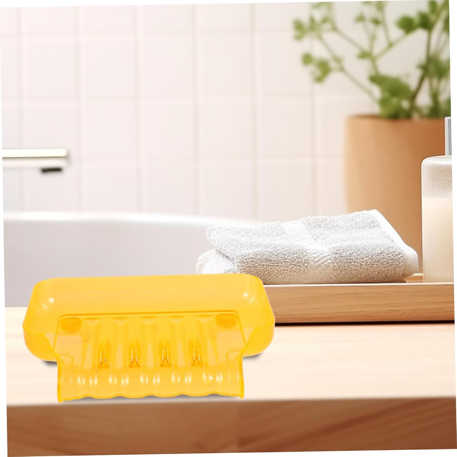 WOONEKY Bathroom Waterfall Soap Dish with Suction Cups