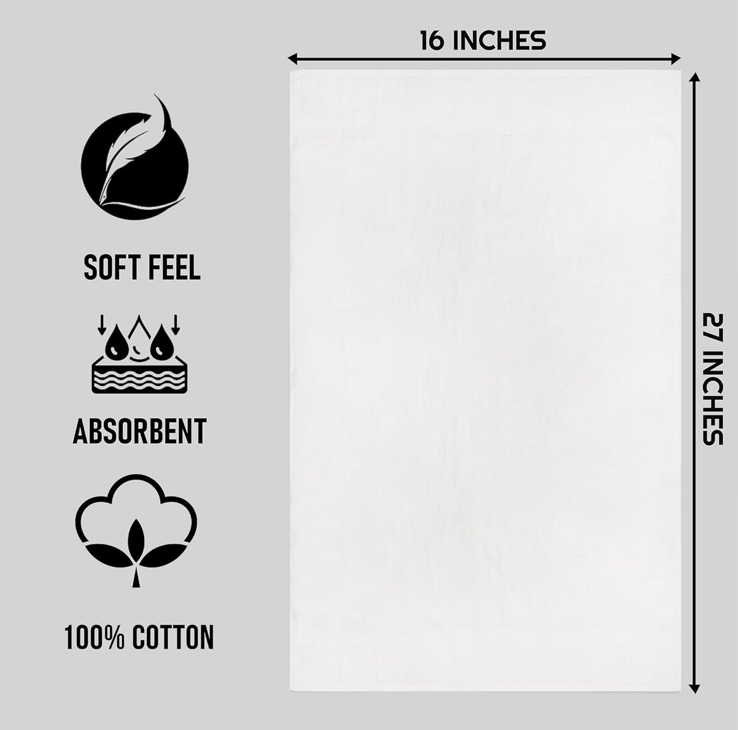 ZUPERIA White Hand Towels - 100 Cotton Pack of 36