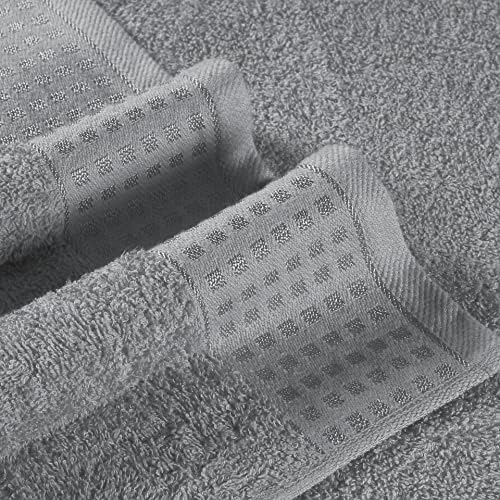 GLAMBURG 100 Cotton Towel Set 6 Pack Light Grey