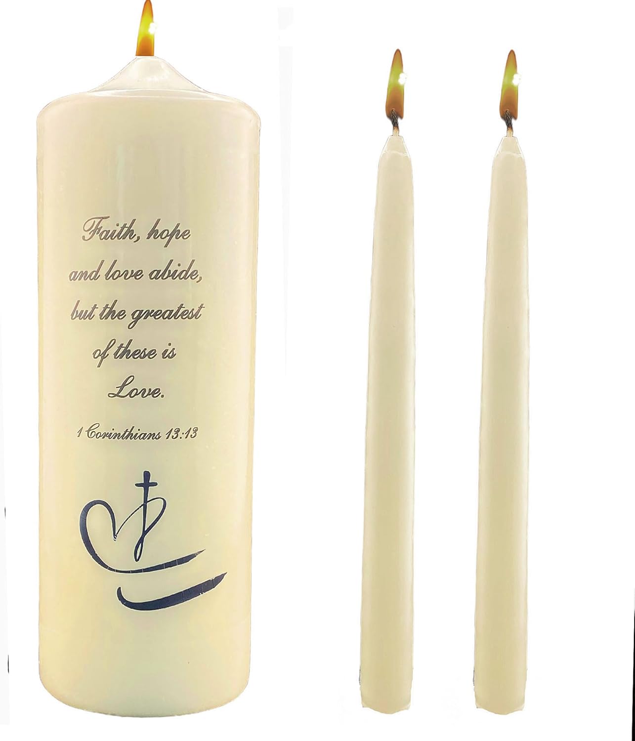 Celebration Candles Unity Candle Set with Ivory Pillar and Tapers