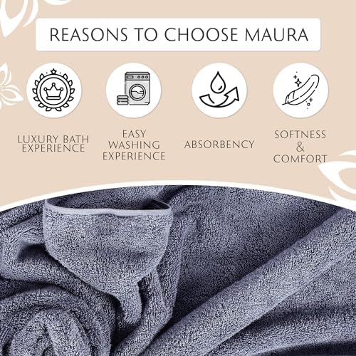 MAURA Indigo Blue Extra Large Turkish Cotton Bath Towel Set of 4