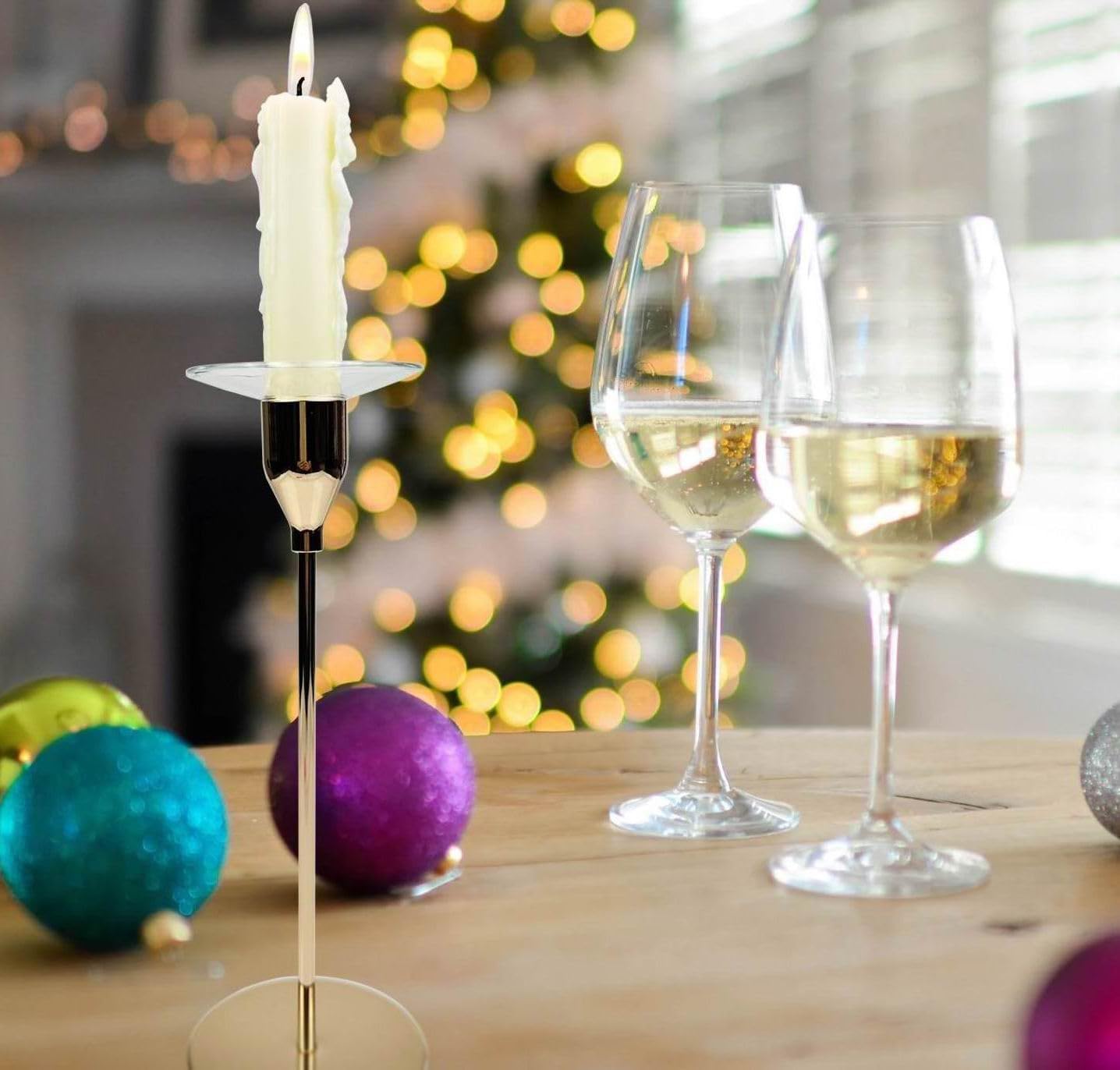 VGEUNA 12 Pack Clear Bent Glass Candle Drip Bobeches