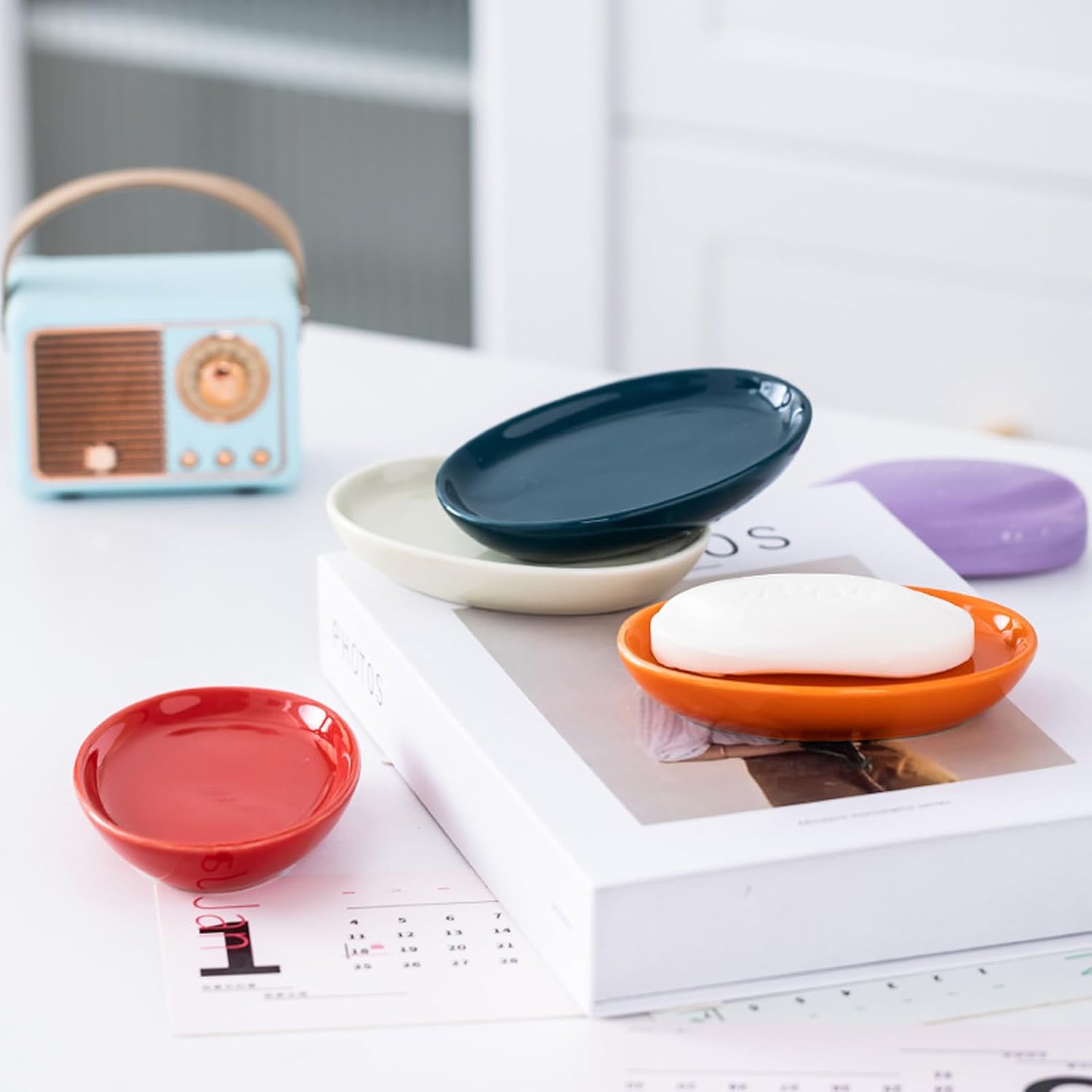 Ceramic Soap Dish for Bathroom Kitchen Dry Stop Soap Holder