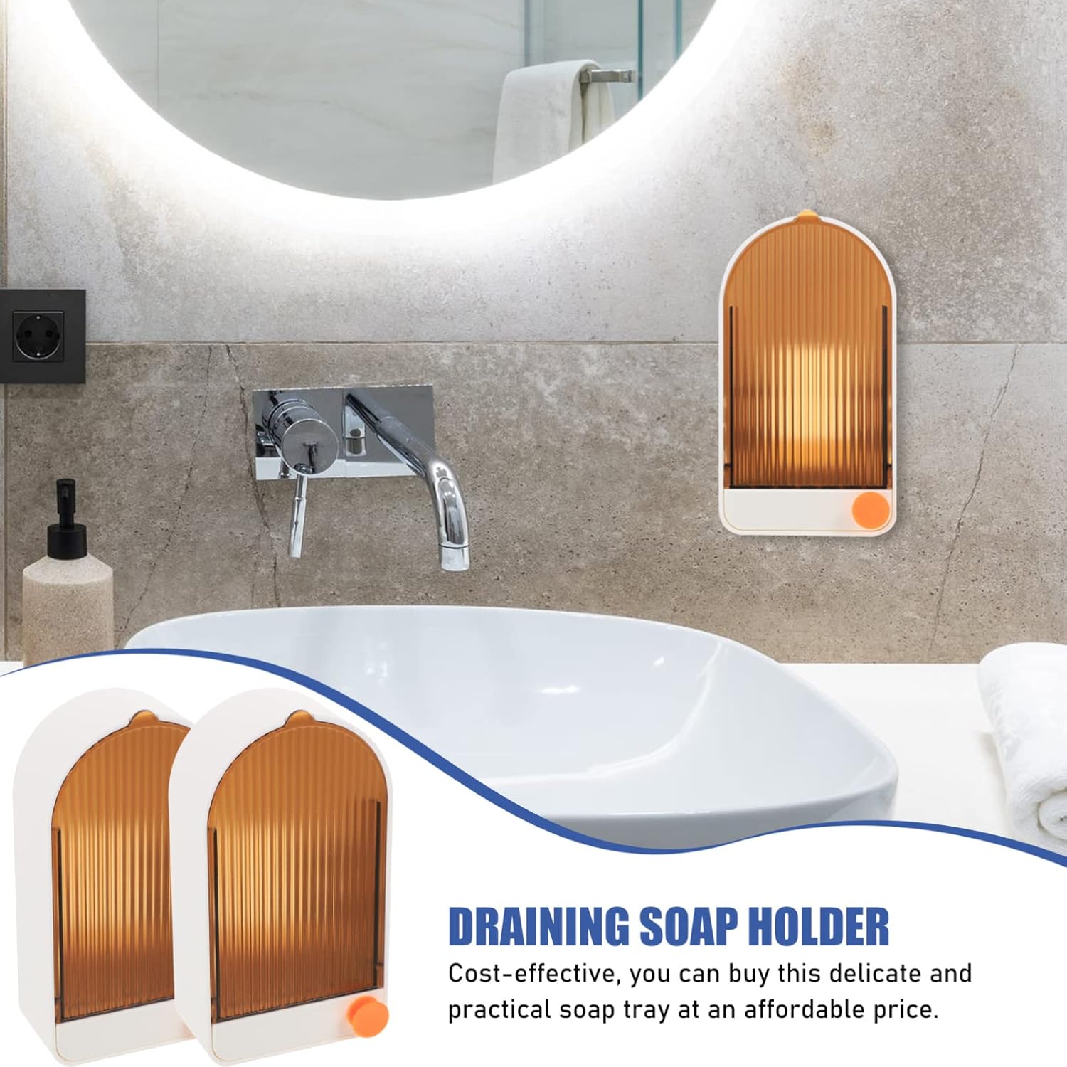 Zerodeko 2 Sets Wall Mounted Soap Dish Adhesive Holder 1