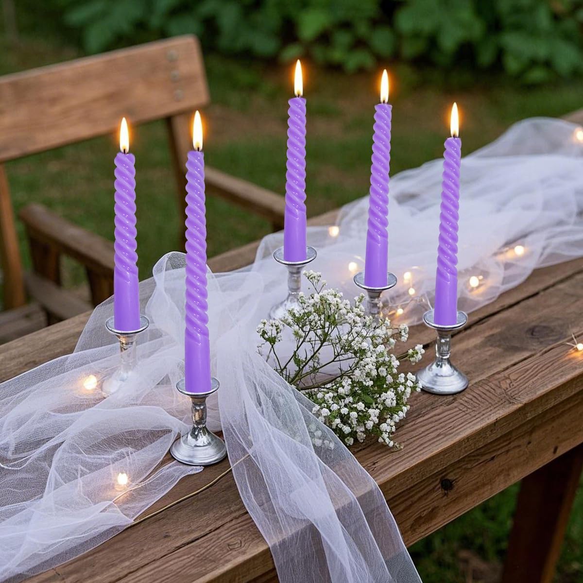Beilisen 6 Pack 10 Inch Lavender Purple Taper Candles