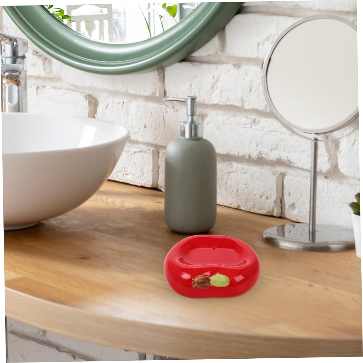 Apple Shaped Ceramic Soap Dish No Drilling Required