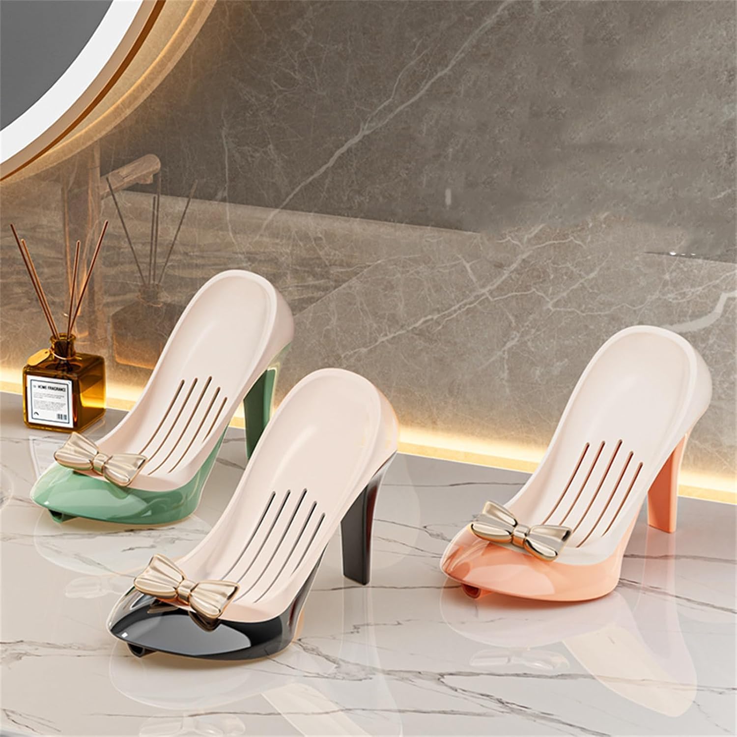 Creative High Heels Soap Box - Self Draining Design 45 Degree Tilt Orange