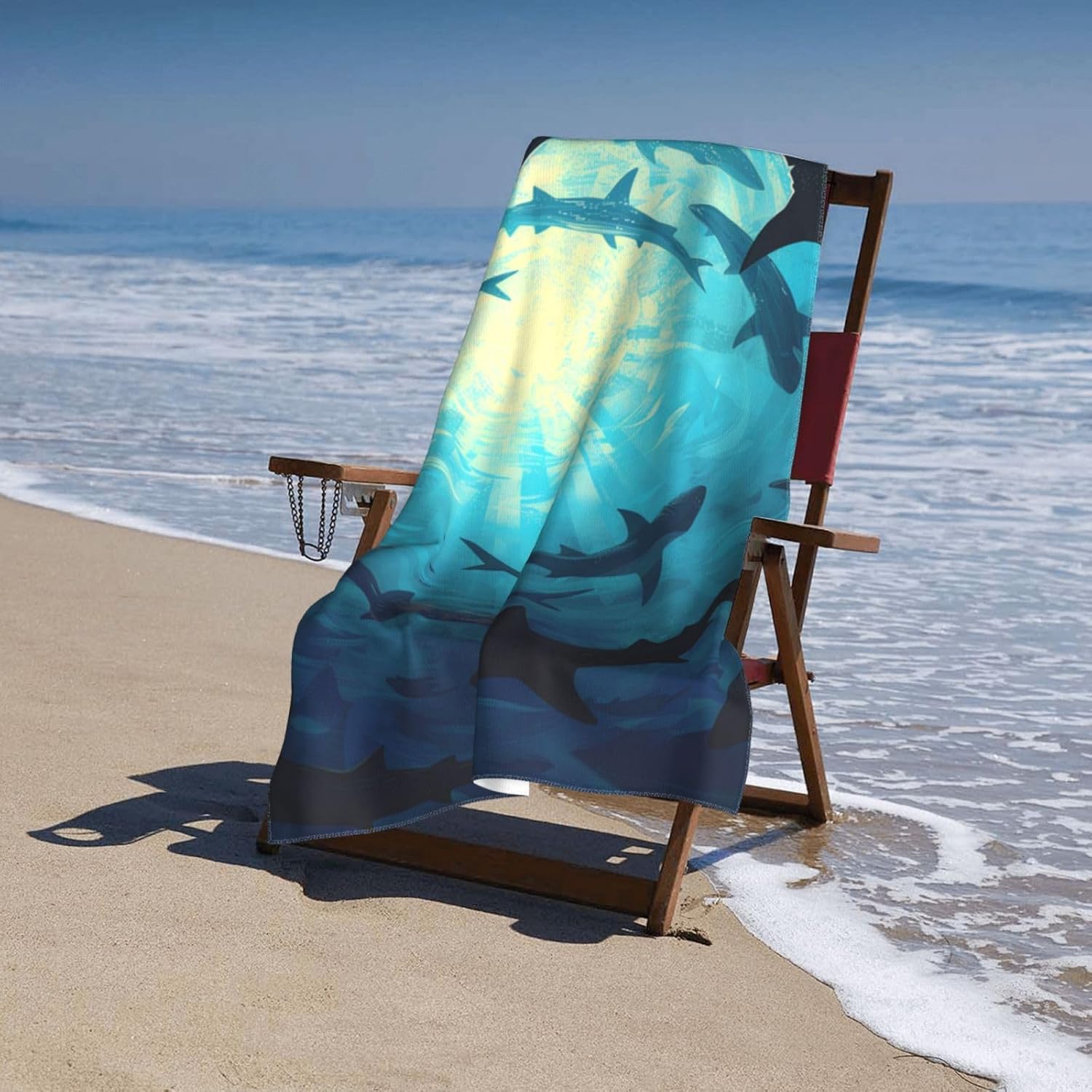 Ocean Shark Microfiber Beach Towel for Adults Kids 52x32 Inches