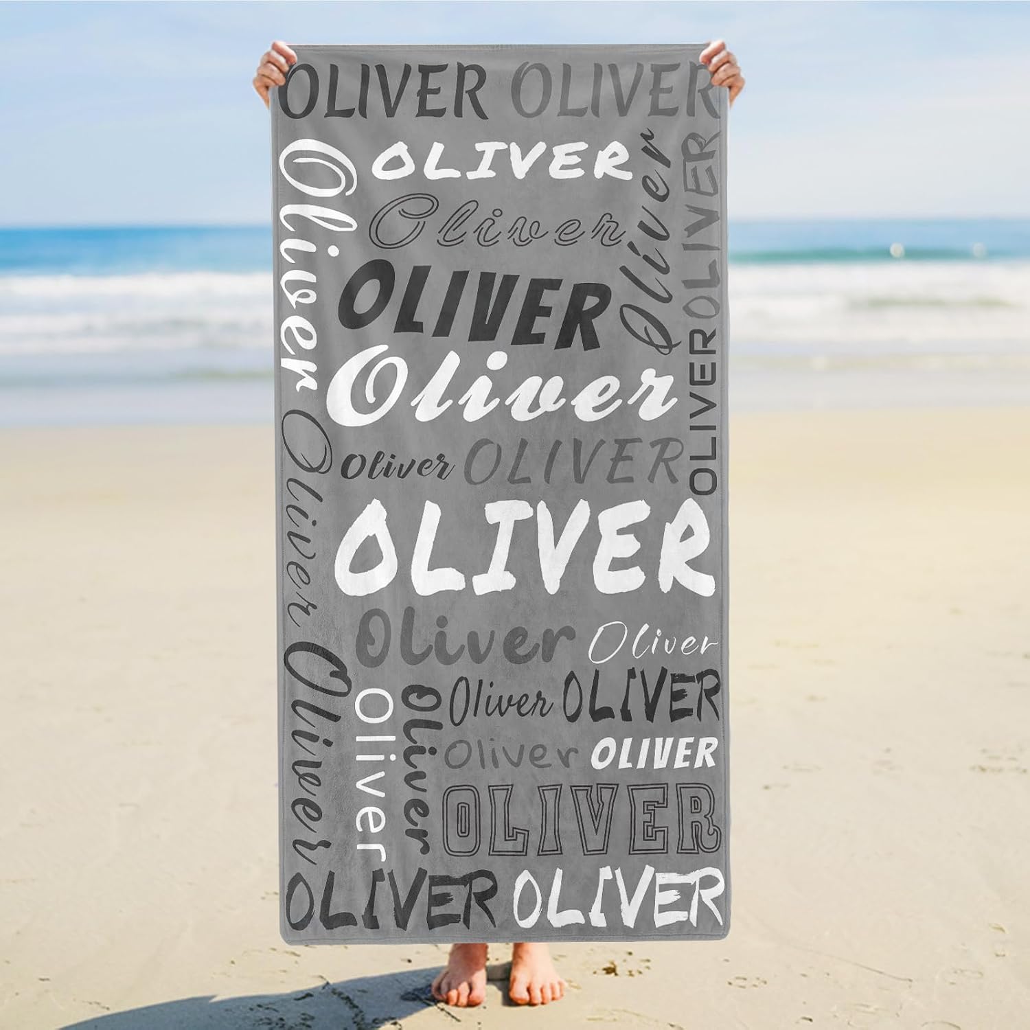 PUREFLY Personalized Beach Towel with Name - 420GSM Cotton Blend