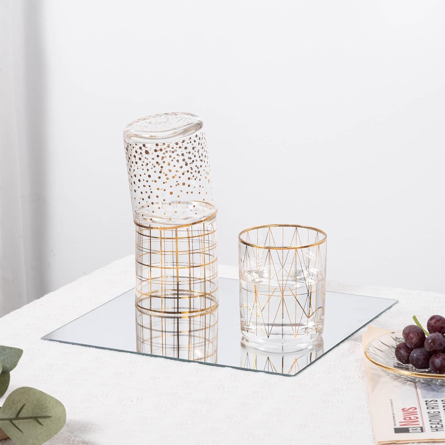 VASUHOME 12 Square Mirror Candle Holders Set of 12