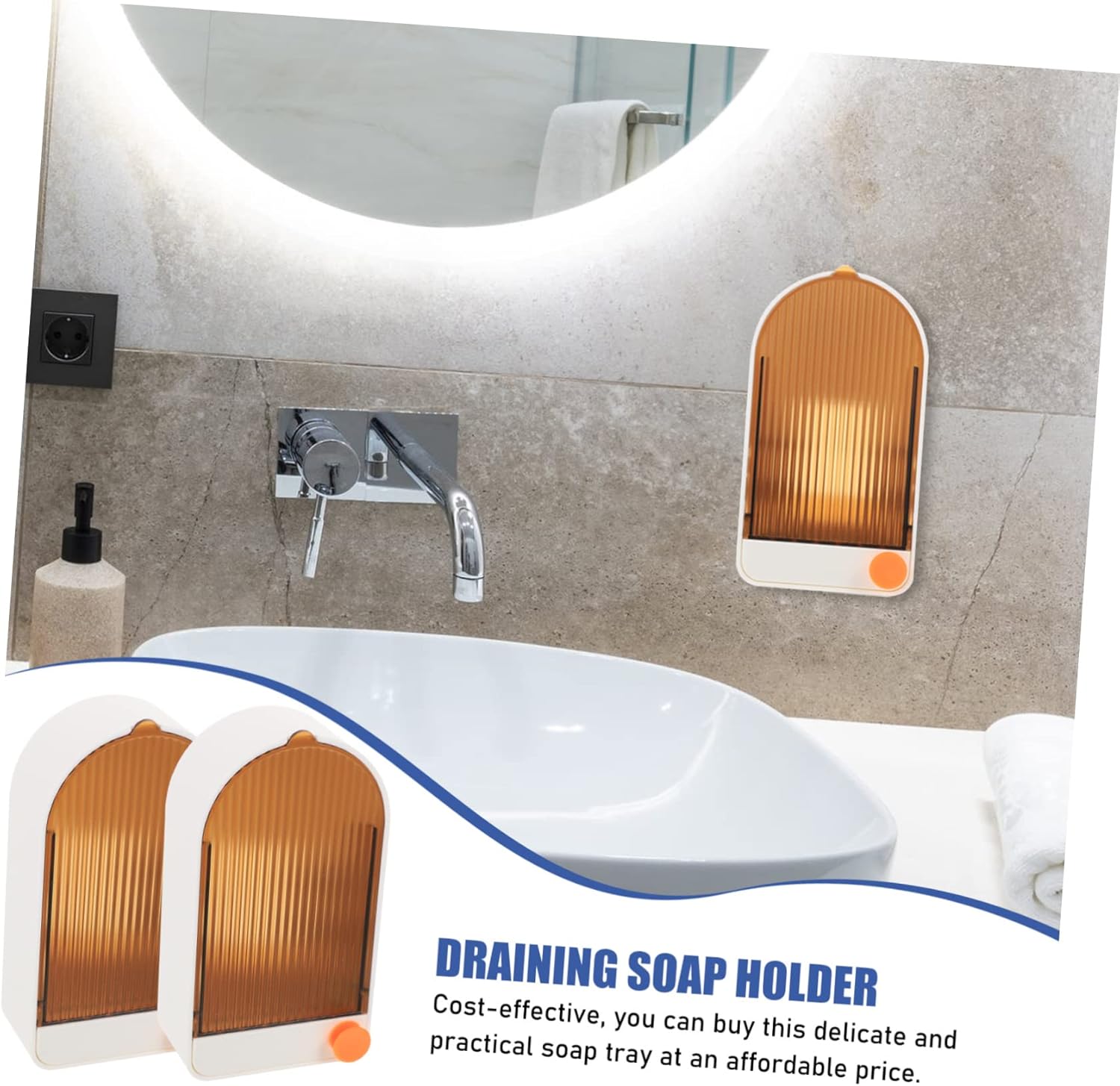 Leakproof Soap Dishes with Adhesive Mount for Bathroom and Kitchen
