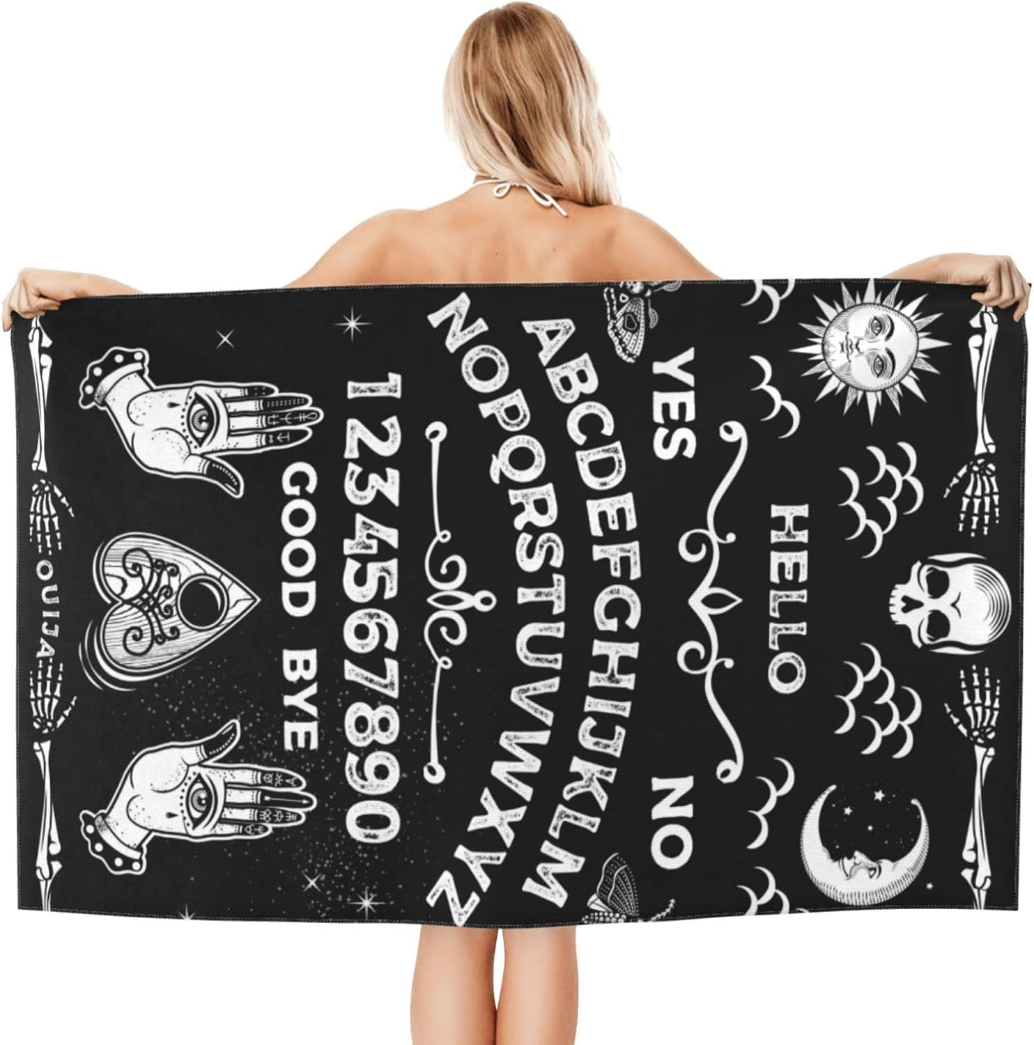 Goth Ouija Board Skull Beach Towel Quick Dry