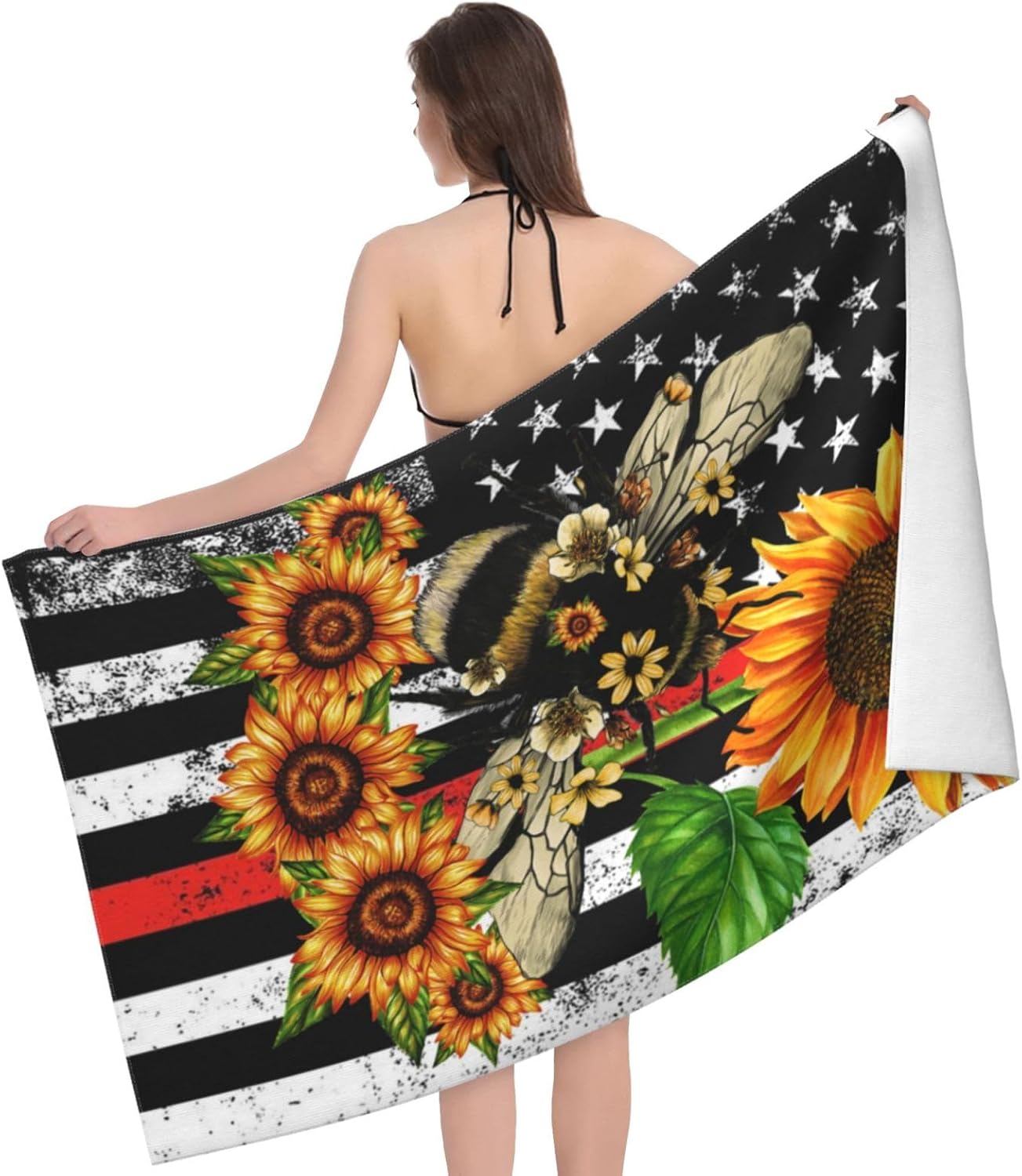 TUIEOMSE American Flag Beach Towel - Soft Fluffy Vibrant